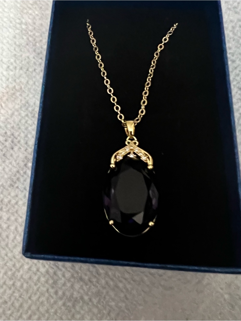 jcpenney Gold-Tone Necklace with Dark Purple Oval Pendant